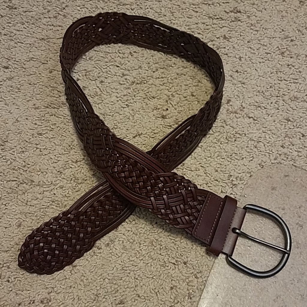 Brown Leather Braided Belt Small